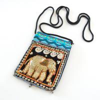 Elephant Sequin Embroidered Cross Body Bag - Ethnic Boho Vintage Fashion Handbag