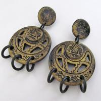 Exotic Ethnic African Mask Earrings - Unique Vintage African Style Jewelry