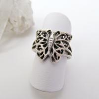 Sterling Silver Filigree Butterfly Ring -  Unique Vintage Jewelry Gifts for Nature Lovers