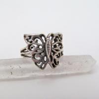 Sterling Silver Filigree Butterfly Ring -  Unique Vintage Jewelry Gifts for Nature Lovers