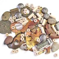 Bead Lot for Jewelry Making - Metal Components, Stones, Wood Beads &  Pendants / Bohemian Tribal Style Craft Supply