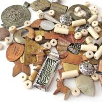 Bead Lot for Jewelry Making - Metal Components, Stones, Wood Beads &  Pendants / Bohemian Tribal Style Craft Supply