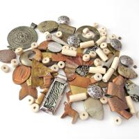 Bead Lot for Jewelry Making - Metal Components, Stones, Wood Beads &  Pendants / Bohemian Tribal Style Craft Supply