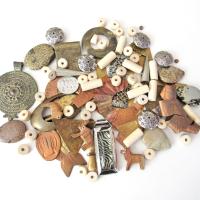 Bead Lot for Jewelry Making - Metal Components, Stones, Wood Beads &  Pendants / Bohemian Tribal Style Craft Supply