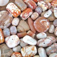 Large Bead Lot for Jewelry Making / Beading - Orange Fire Agate - Red Line Marble - Peach Agate Beads