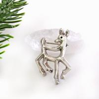 Solid Sterling Silver Reindeer Pin - Holiday Christmas Jewelry Gifts for Animal Lovers