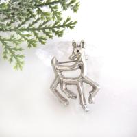 Solid Sterling Silver Reindeer Pin - Holiday Christmas Jewelry Gifts for Animal Lovers