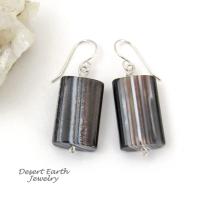 Black & White Sardonyx Stone Earrings with Sterling Silver - Modern Minimalist Gemstone Jewelry for Women