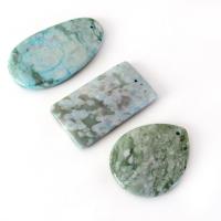 Blue Sea Sediment Jasper Pendant Beads for Jewelry Making - Set of 3 