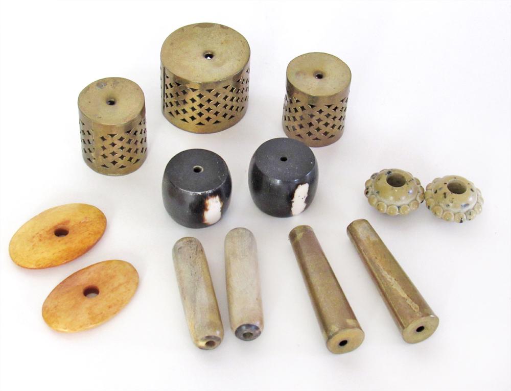 Bead Lot for Jewelry Making / Vintage Brass and African Style Wood Beads / Ethnic Boho Hippie Beads