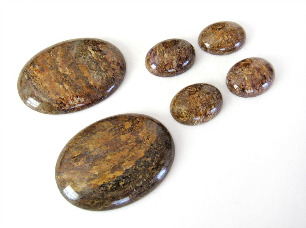 Bronzite Jasper Stone Cabochon Lot for Jewelry Making - Stones for Bezel Setting or Wire Wrapping - Matching Pair Stone Sets 