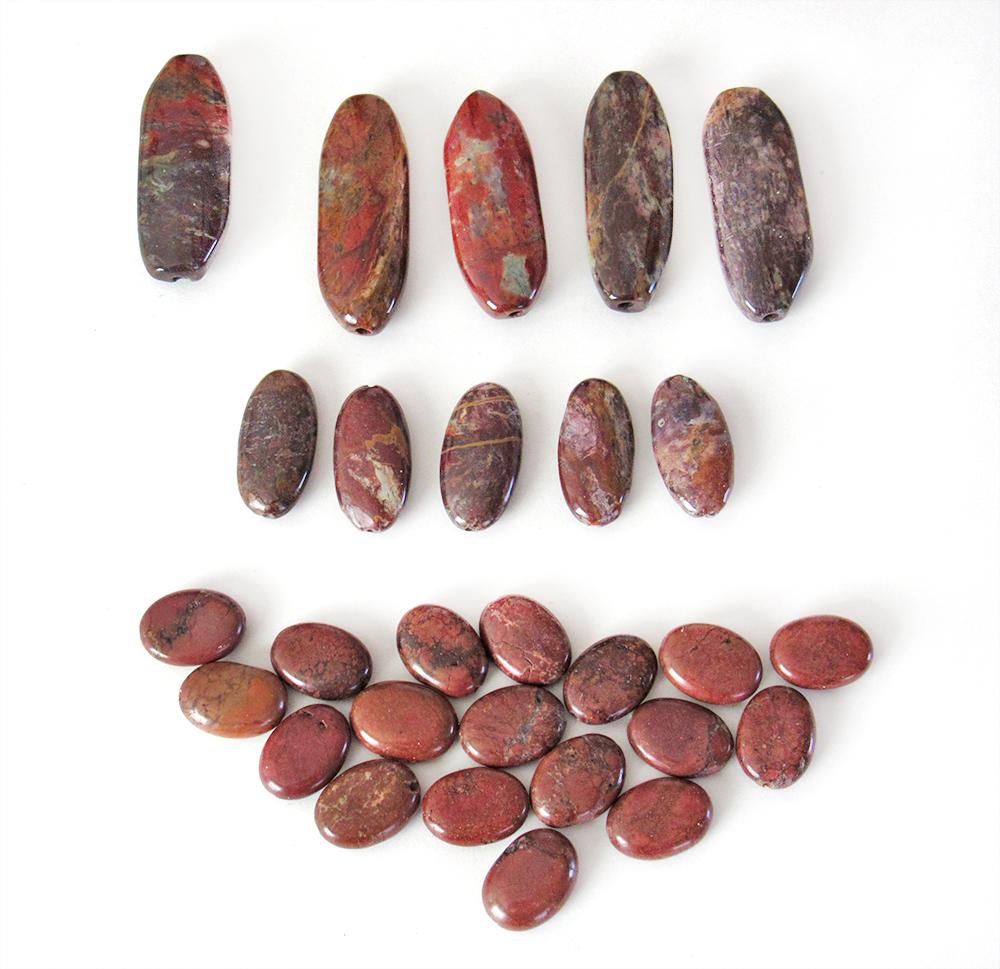 Natural Jasper Stone Bead Lot for Jewelry Making - 28 Pcs in Pendant & Earring Sizes