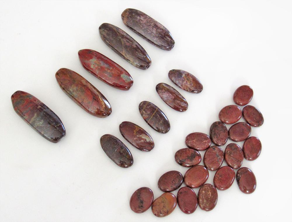 Natural Jasper Stone Bead Lot for Jewelry Making - 28 Pcs in Pendant & Earring Sizes