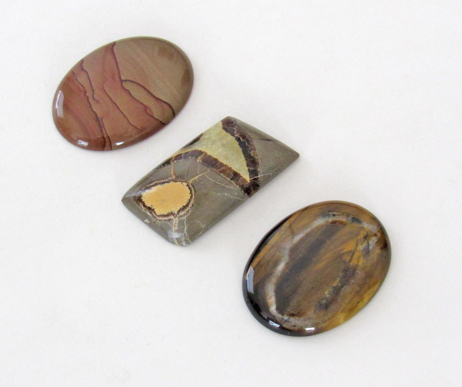 Stone Cabochon Lot for Jewelry Making / Stone Setting / Wire Wrapping / Craft Supply - Set of 3