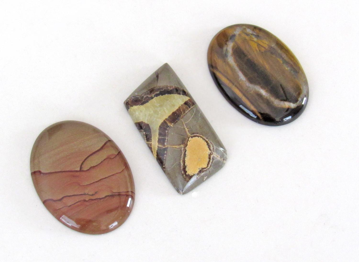 Stone Cabochon Lot for Jewelry Making / Stone Setting / Wire Wrapping / Craft Supply - Set of 3