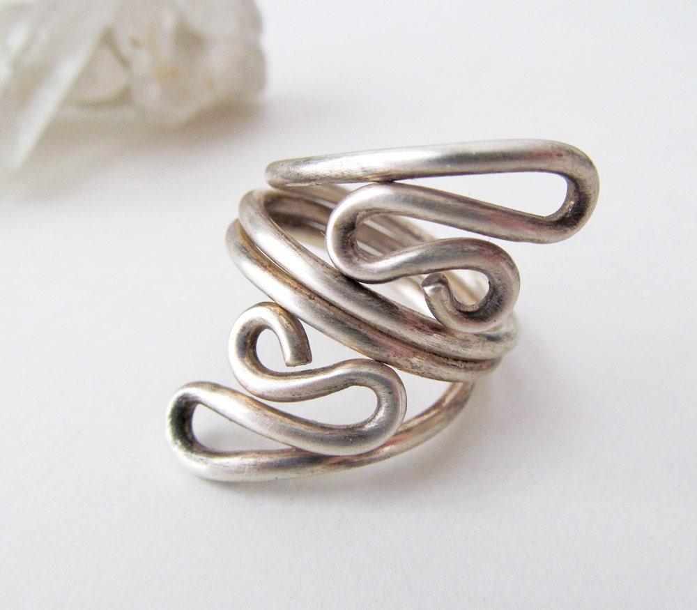 Abstract Modernist Sterling Silver Ring -  Vintage Mexico 925 Sterling Jewelry