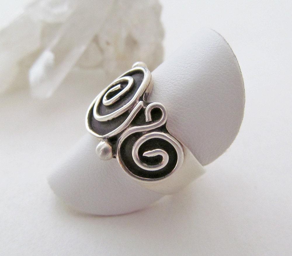 Sterling Silver Spiral Band Ring - Bold Unique Statement Jewelry for Everyday Wear