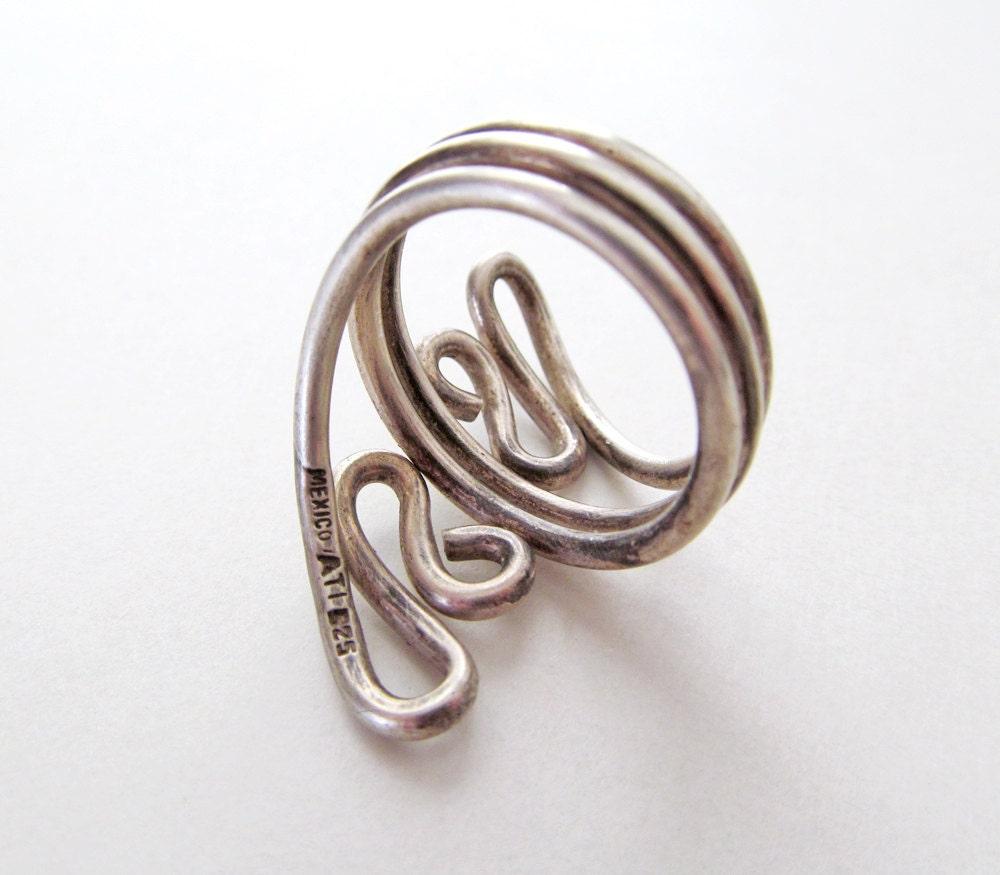Abstract Modernist Sterling Silver Ring -  Vintage Mexico 925 Sterling Jewelry