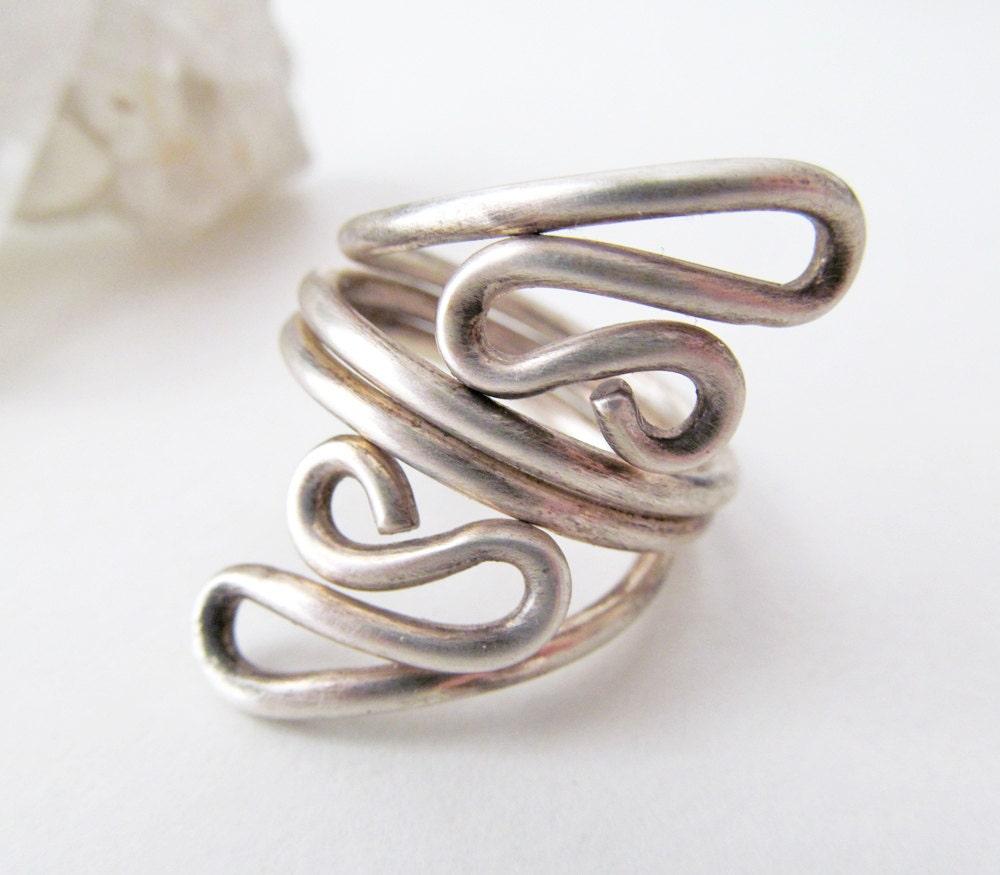 Abstract Modernist Sterling Silver Ring -  Vintage Mexico 925 Sterling Jewelry