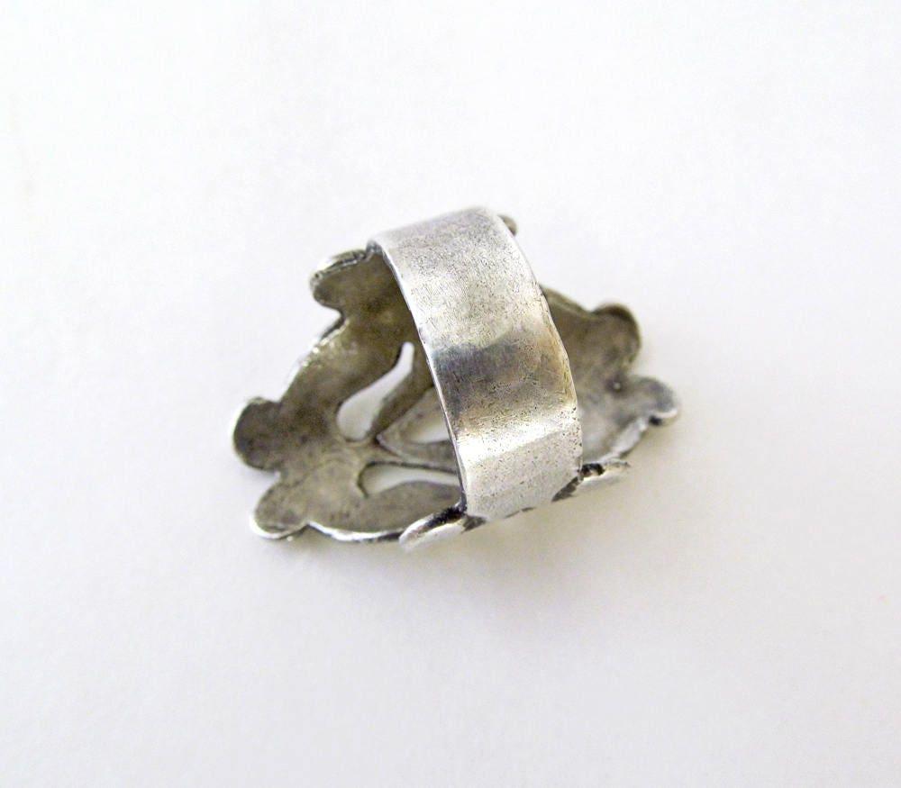 Vintage Sterling Silver Scroll Ring - Organic Rustic Medieval Style Jewelry