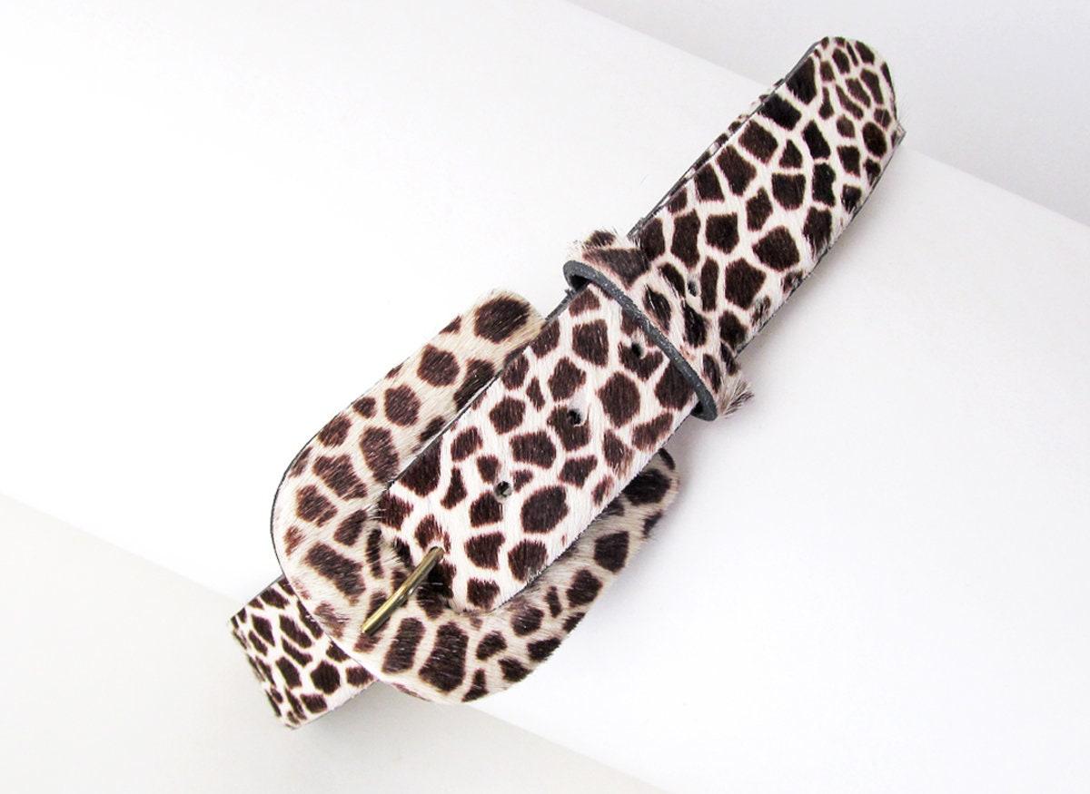 Vintage Dana Buchman Faux Fur Giraffe Animal Print Belt - Women's Waist Belt Size Medium - Designer Fashion Accessories