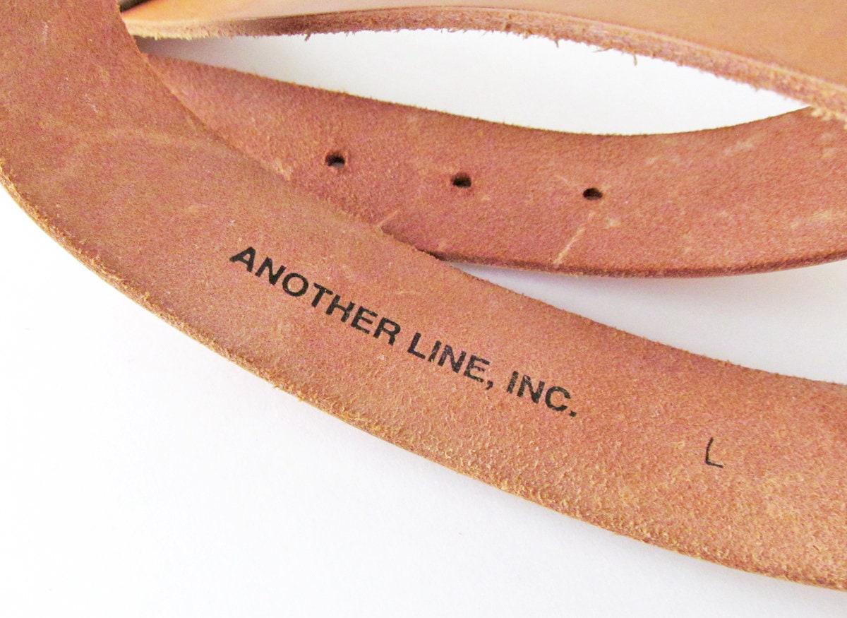 Vintage Tan Leather Belt with Hammered Silver Tone Metal Buckle - Women's Waist Belt - Vintage Fashion