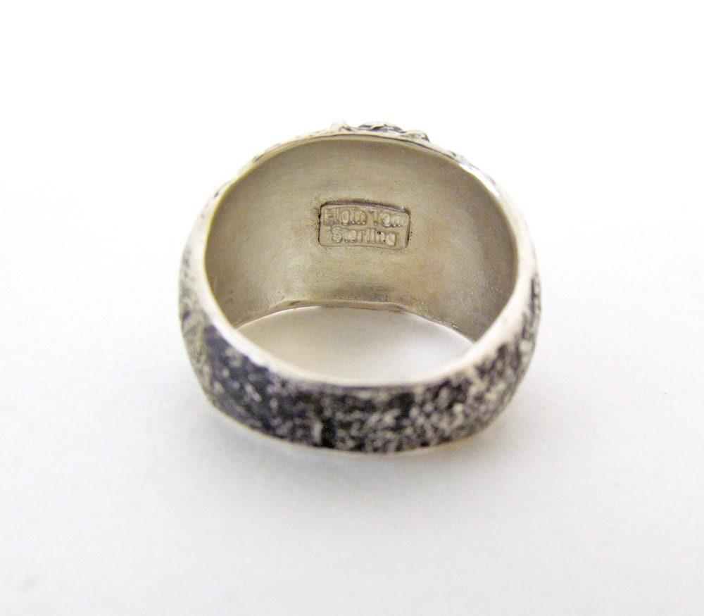 Hammered Textured Sterling Silver Band Ring - Earthy Organic Modernist Silver Jewelry