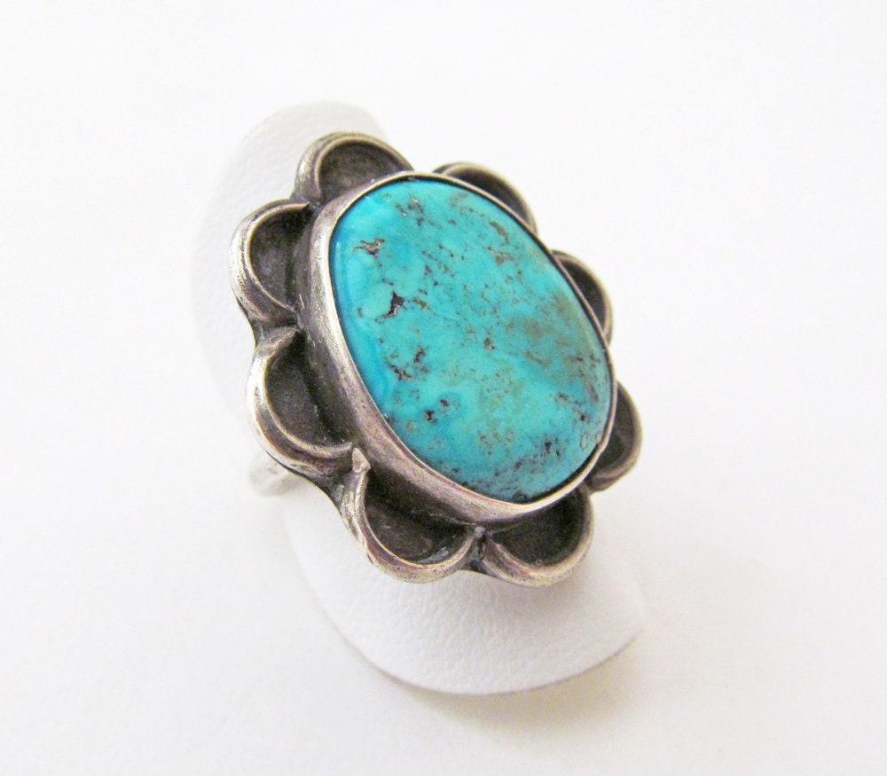 Vintage Southwestern Turquoise Sterling Silver Ring