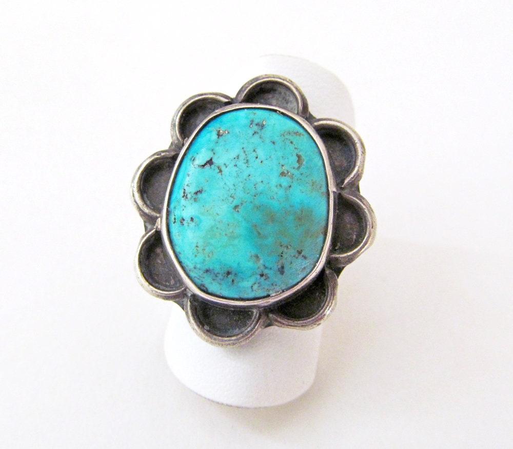 Vintage Southwestern Turquoise Sterling Silver Ring