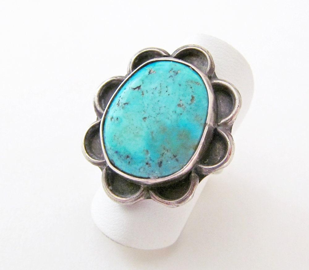 Vintage Southwestern Turquoise Sterling Silver Ring