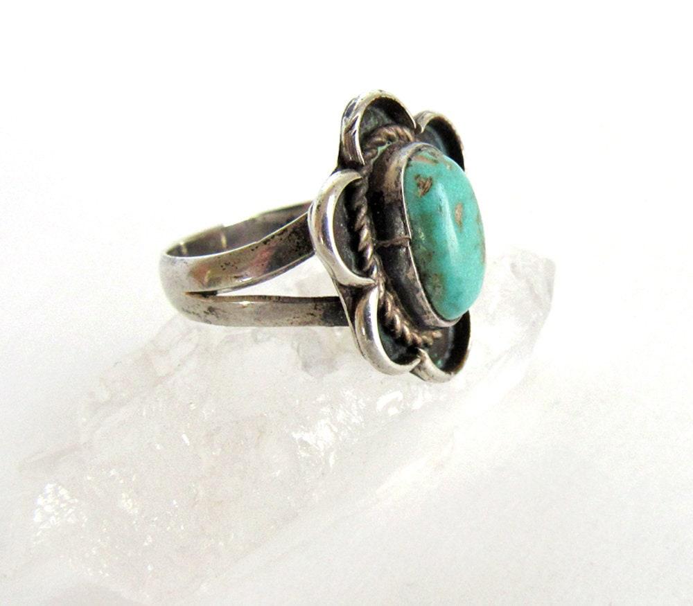 Sterling Silver Turquoise Ring Size 6 - Vintage Southwestern Turquoise Jewelry