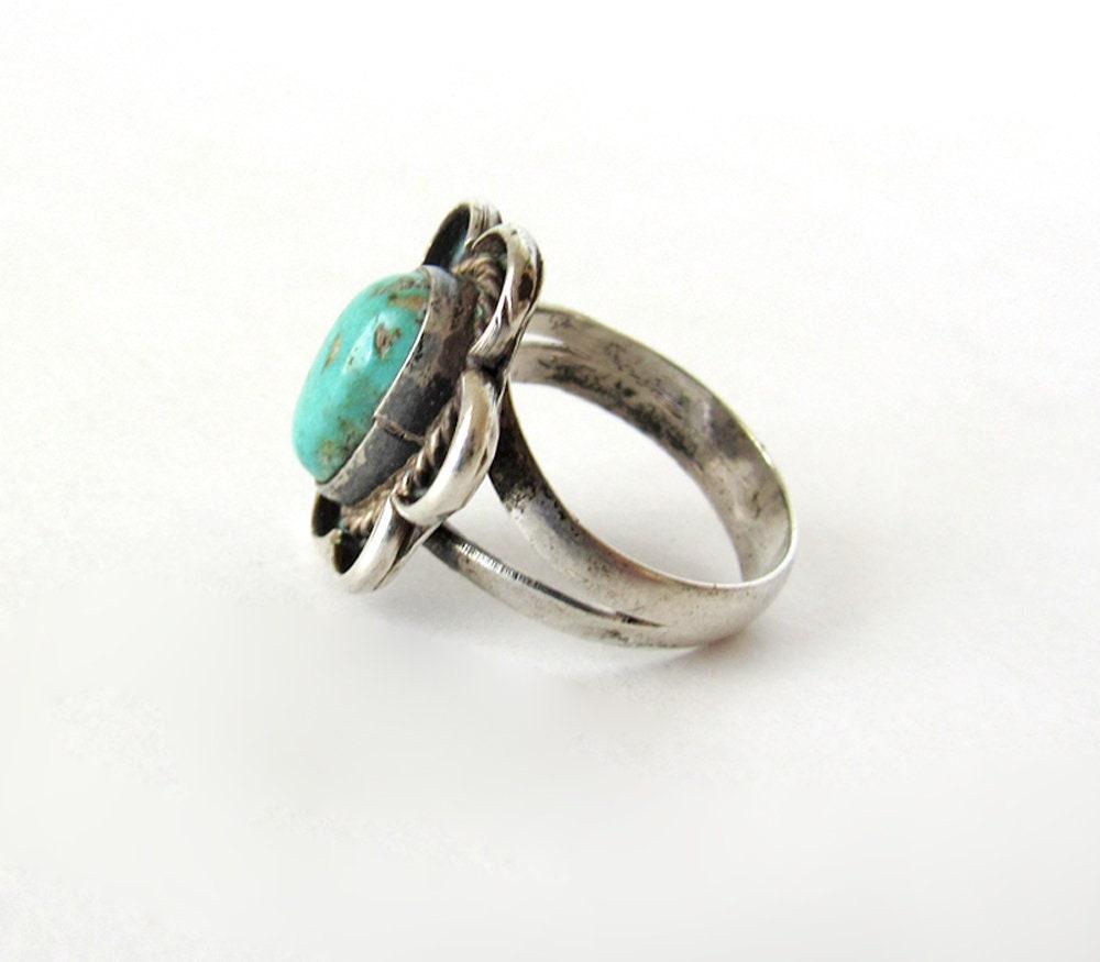 Sterling Silver Turquoise Ring Size 6 - Vintage Southwestern Turquoise Jewelry