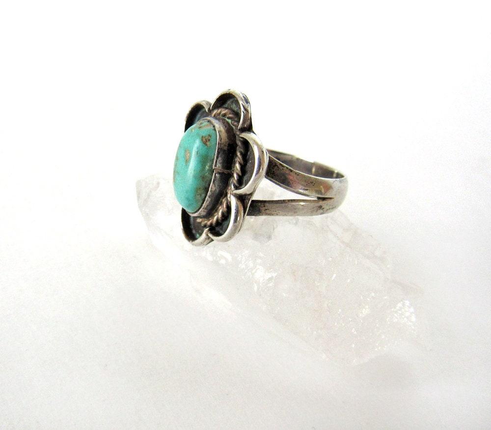 Sterling Silver Turquoise Ring Size 6 - Vintage Southwestern Turquoise Jewelry