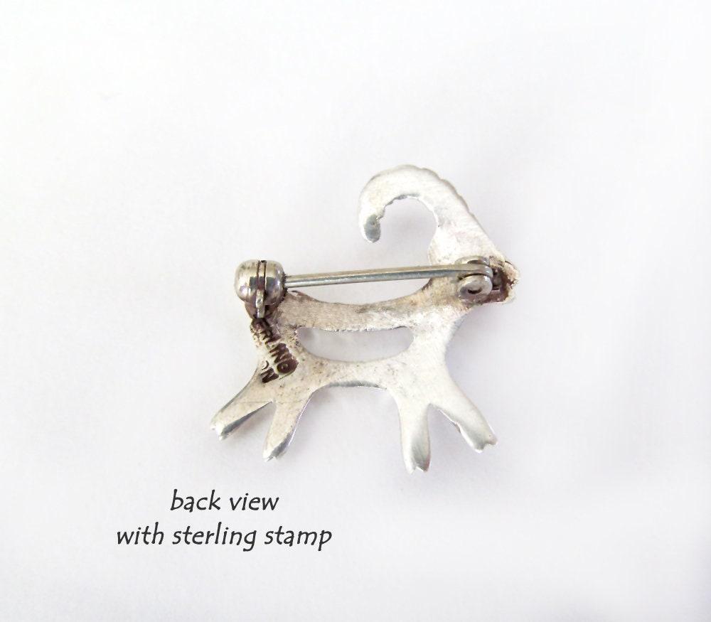 Red Coral Sterling Silver Antelope Pin - Cute Whimsical Animal Lover Jewelry Gifts