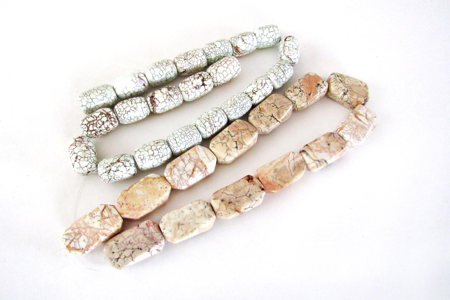 Magnesite Stone Bead Strands - Set of 2 full strands for Jewelry Making / Beading / Craft Supply - Earth Tone Colors