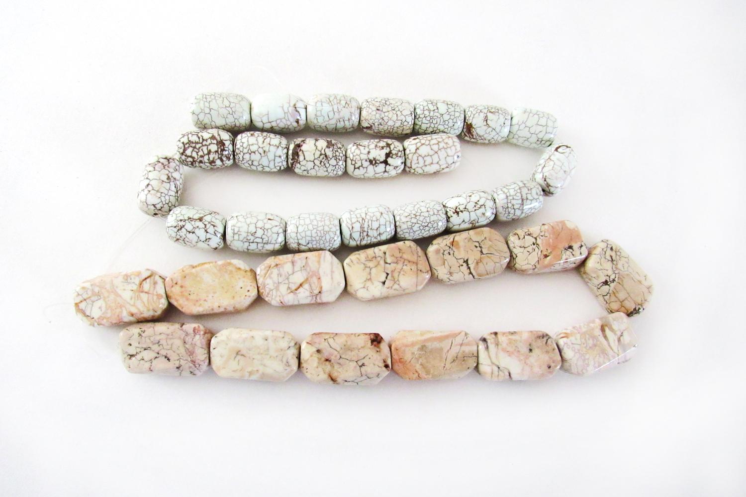 Magnesite Stone Bead Strands - Set of 2 full strands for Jewelry Making / Beading / Craft Supply - Earth Tone Colors