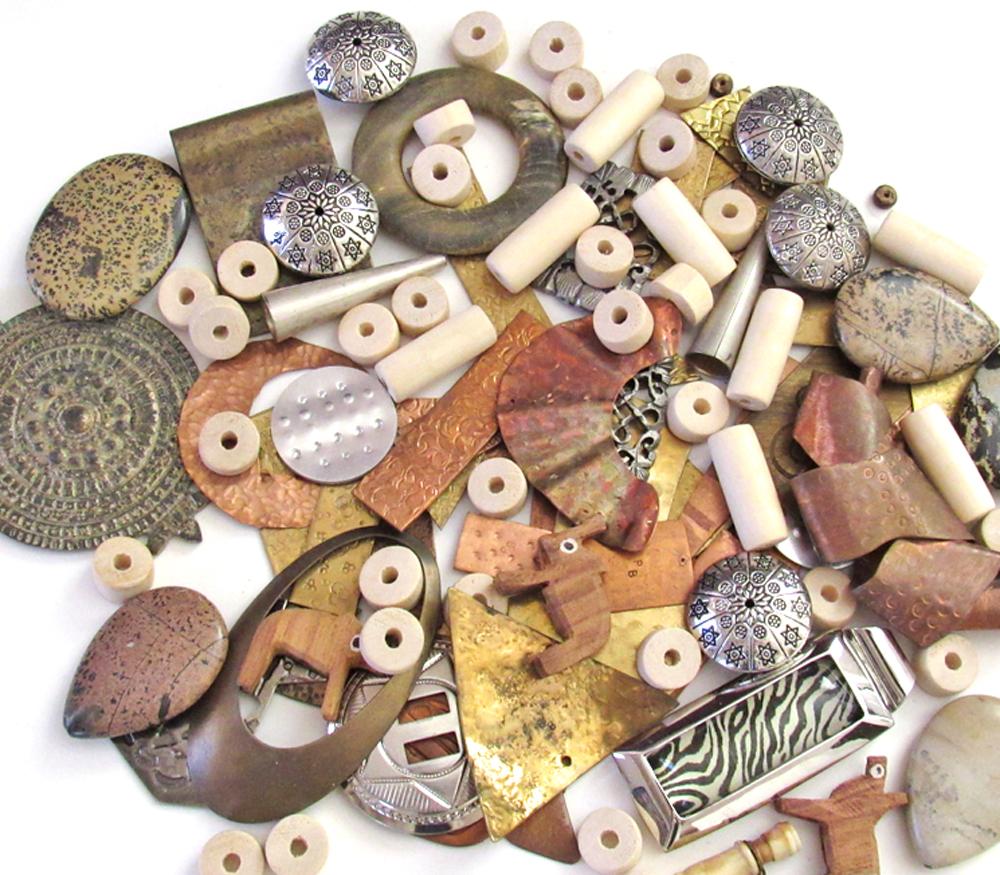 Bead Lot for Jewelry Making - Metal Components, Stones, Wood Beads &  Pendants / Bohemian Tribal Style Craft Supply