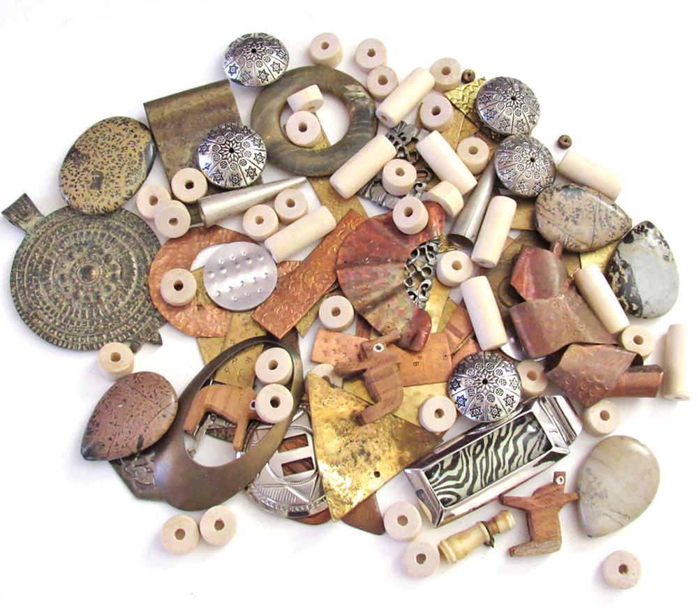 Bead Lot for Jewelry Making - Metal Components, Stones, Wood Beads &  Pendants / Bohemian Tribal Style Craft Supply