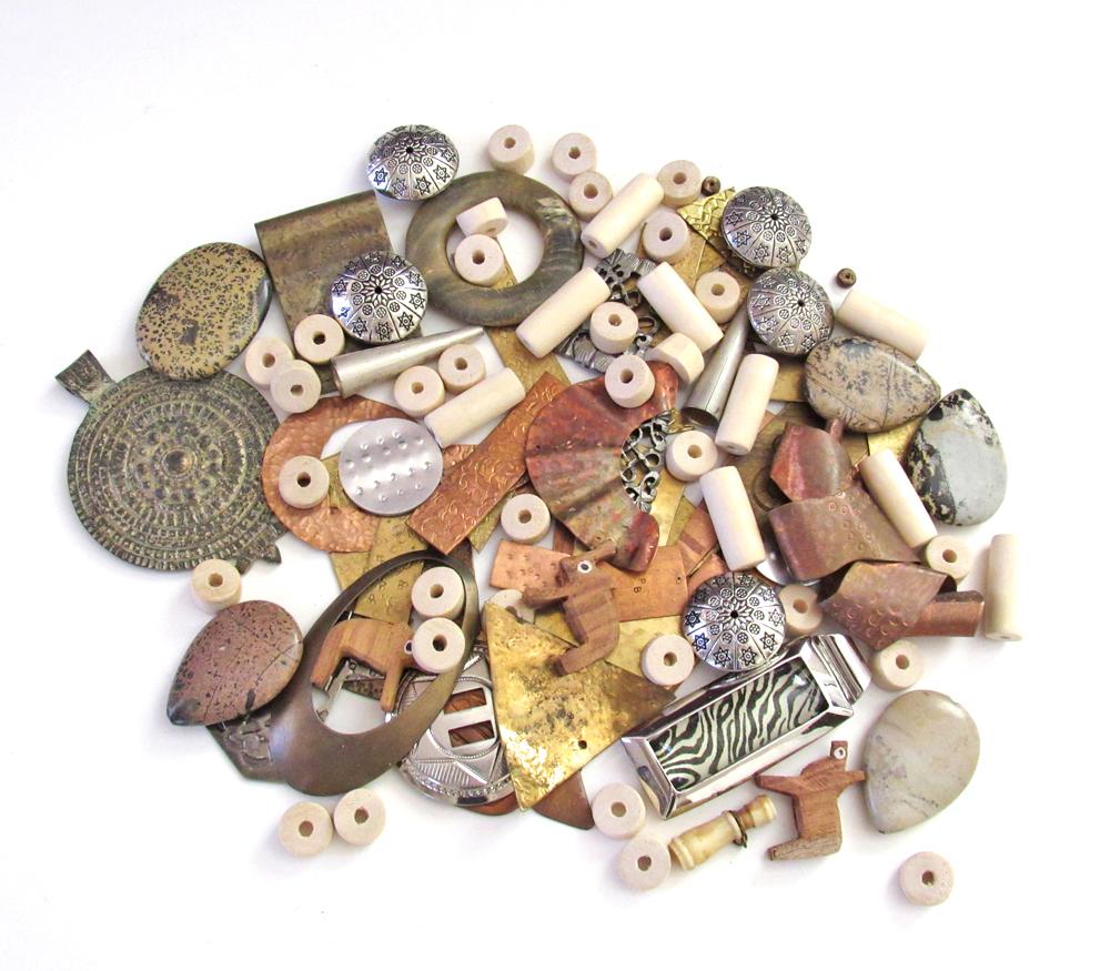 Bead Lot for Jewelry Making - Metal Components, Stones, Wood Beads &  Pendants / Bohemian Tribal Style Craft Supply