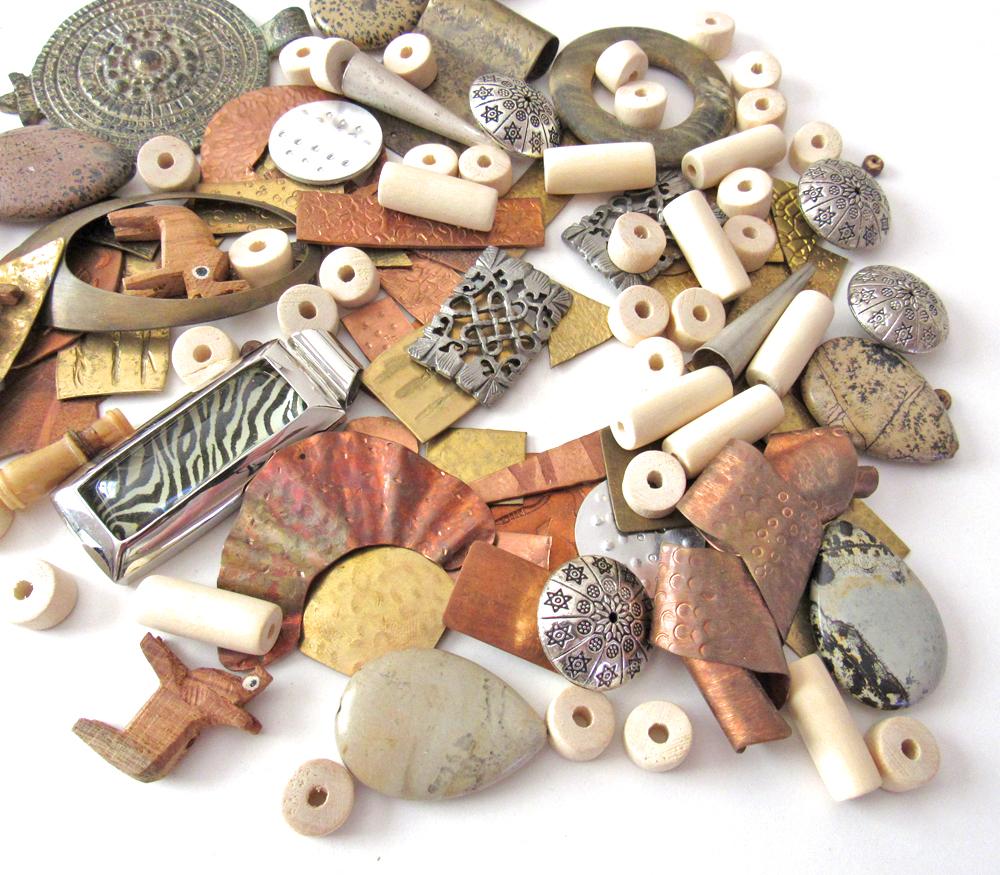 Bead Lot for Jewelry Making - Metal Components, Stones, Wood Beads &  Pendants / Bohemian Tribal Style Craft Supply