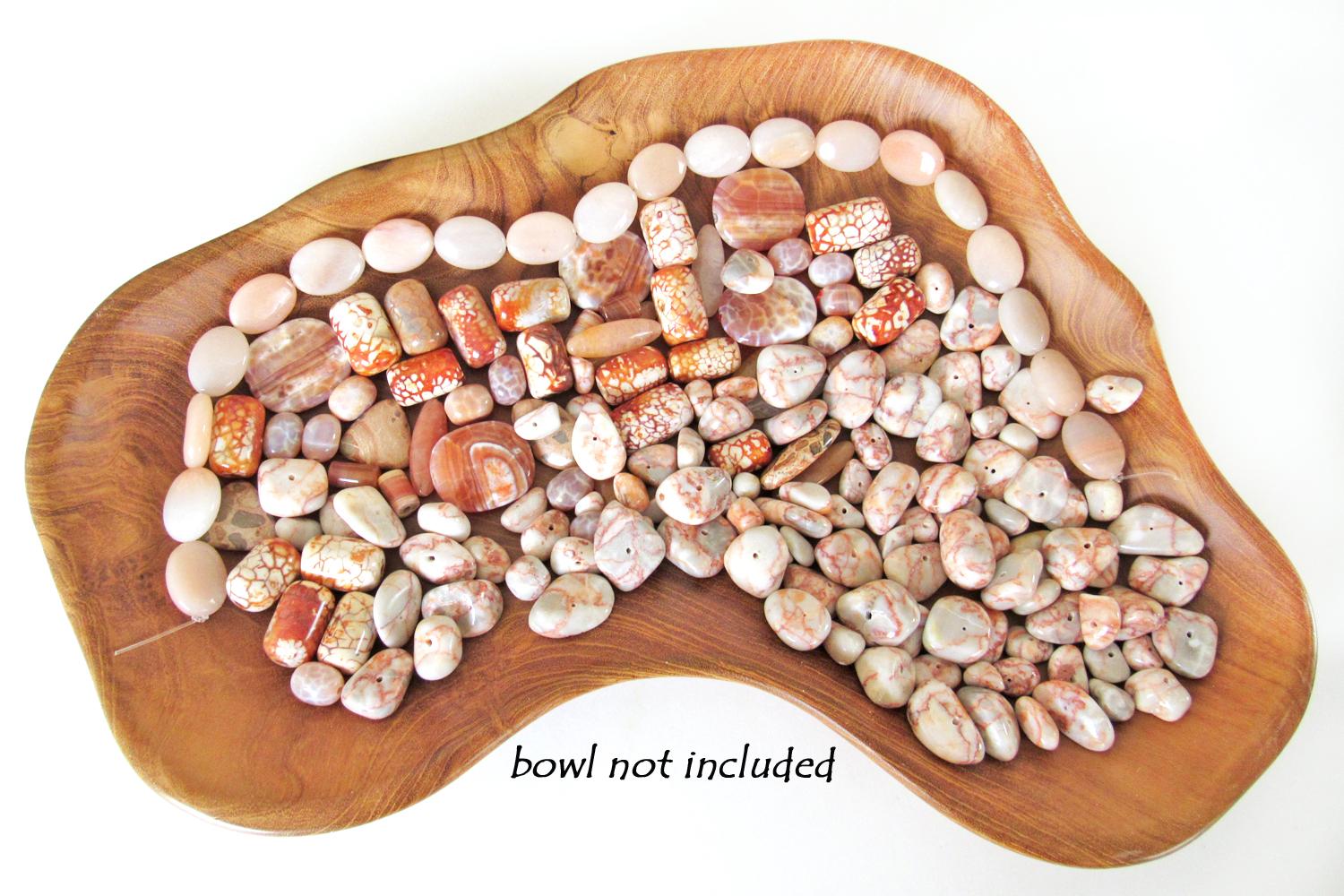 Large Bead Lot for Jewelry Making / Beading - Orange Fire Agate - Red Line Marble - Peach Agate Beads