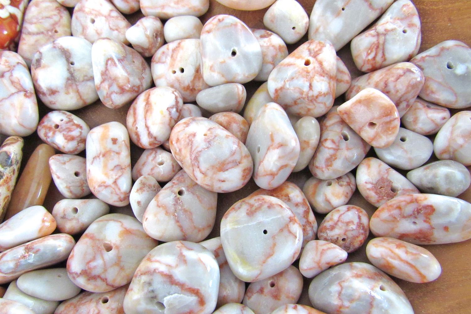 Large Bead Lot for Jewelry Making / Beading - Orange Fire Agate - Red Line Marble - Peach Agate Beads