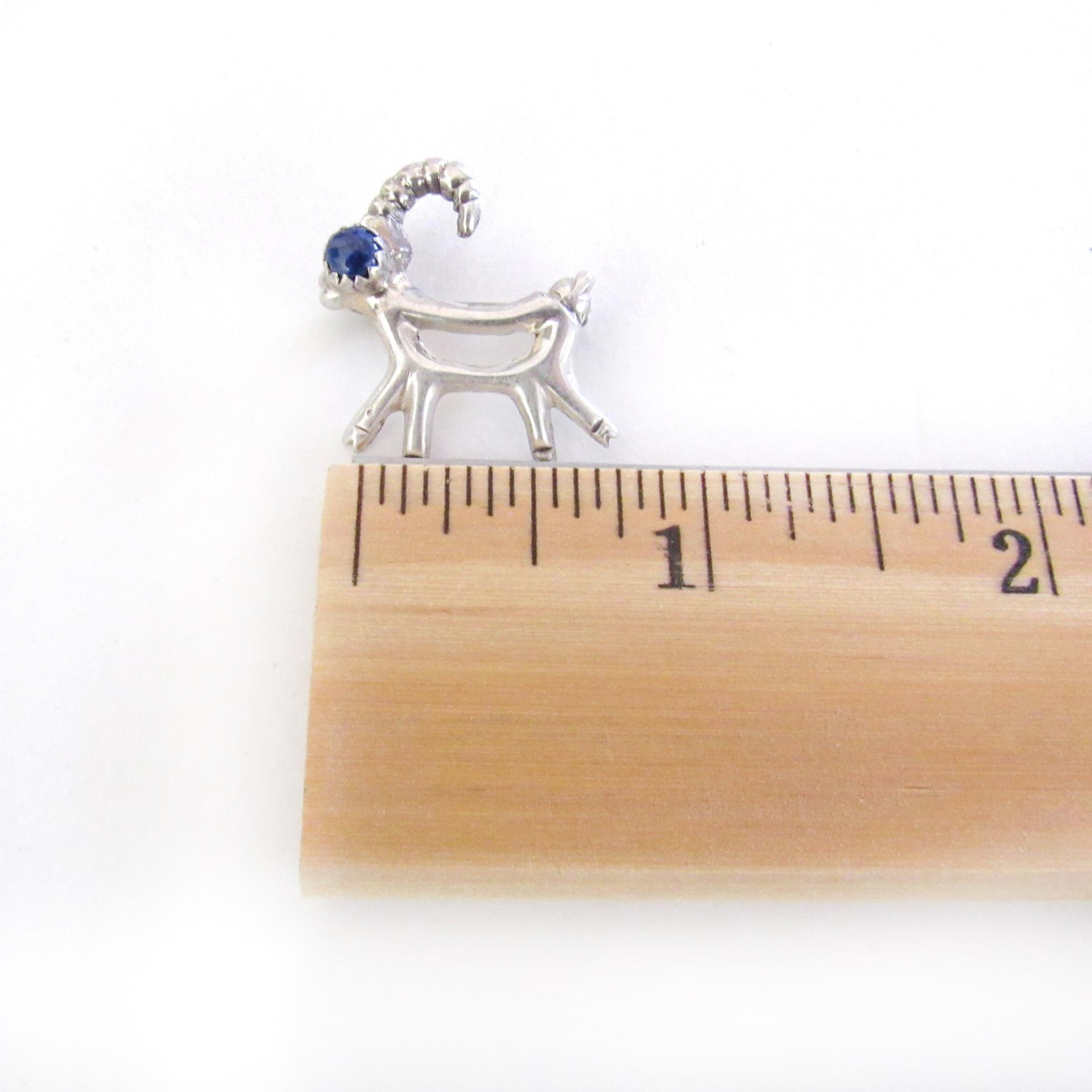 Small Sterling Silver Antelope Reindeer Pin with Blue Lapis Stone - Cute Whimsical Animal Lover Jewelry Gifts