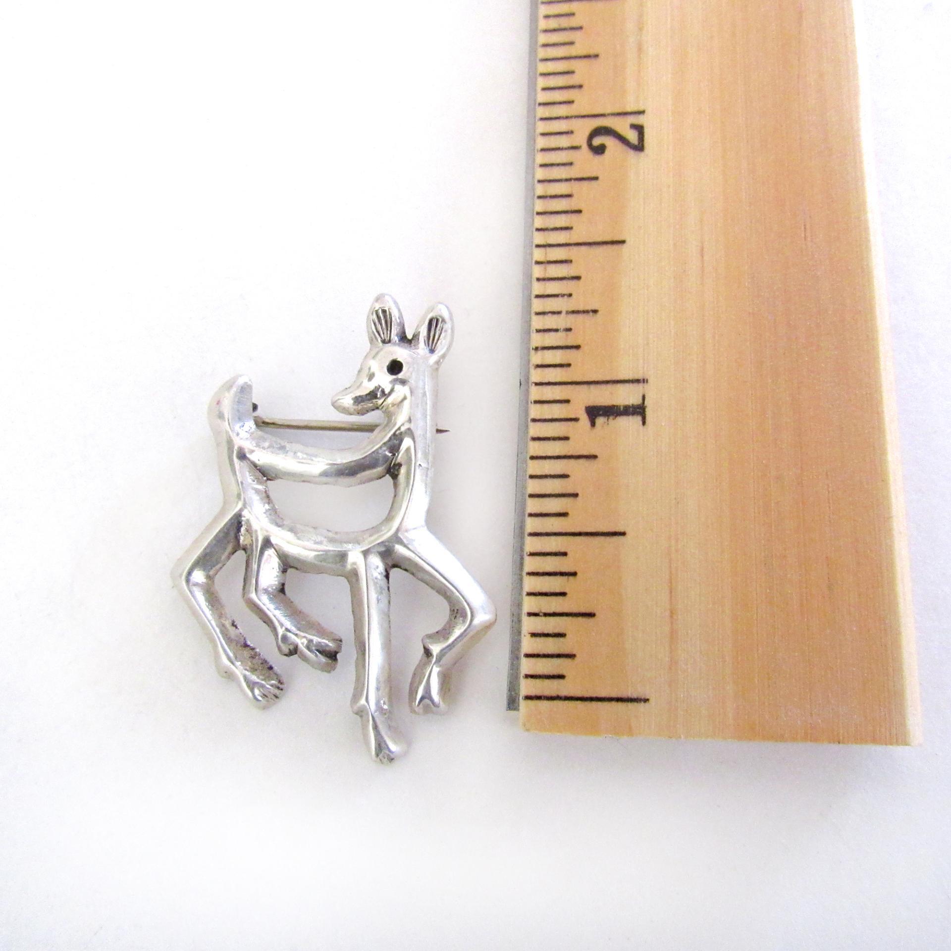 Solid Sterling Silver Reindeer Pin - Holiday Christmas Jewelry Gifts for Animal Lovers