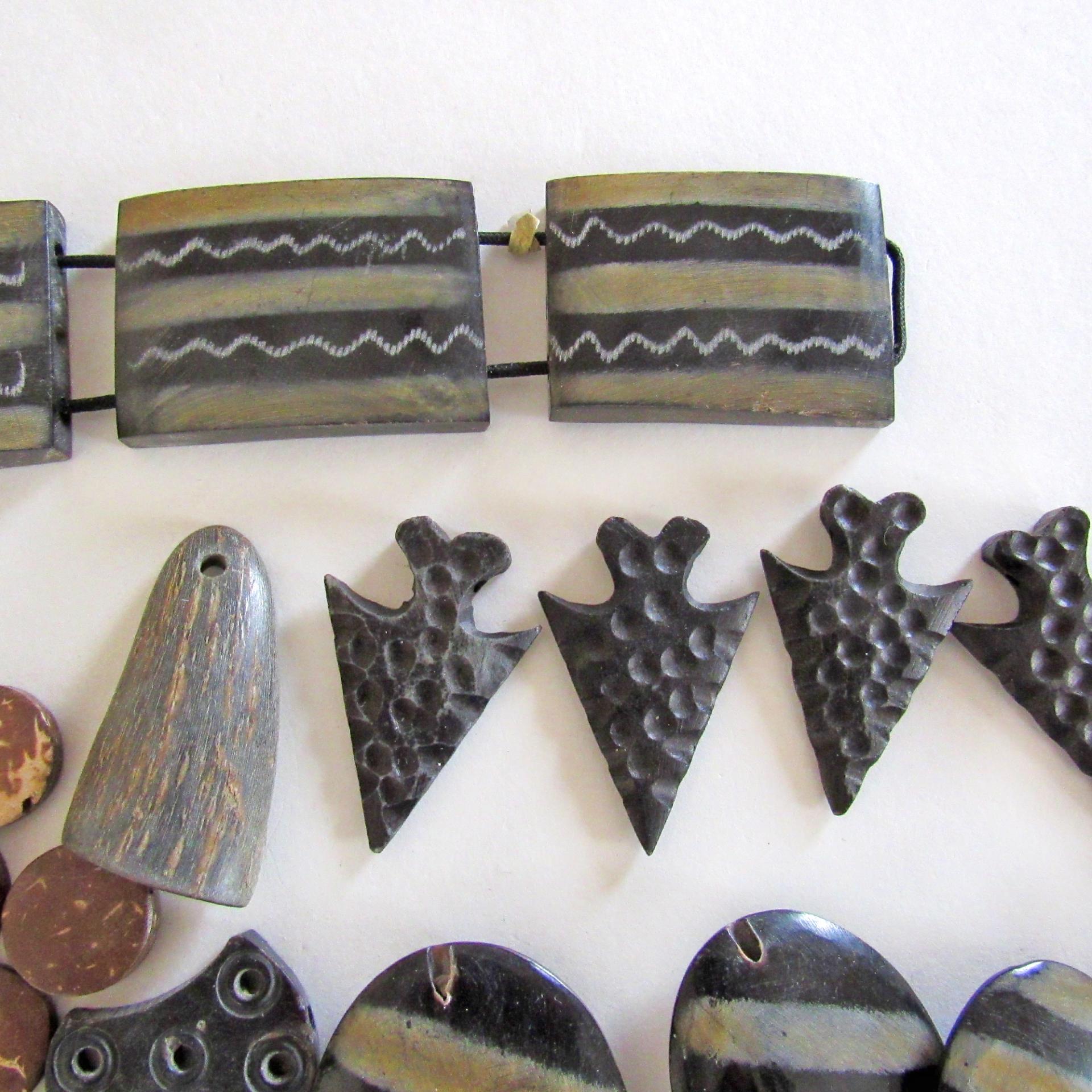 Earthy Ethnic Boho Bohemian African Tribal Style Mixed Bead Lot for Jewelry Making -  Earth Tone Colors, Beige, Black, Brown, Zebra Striped