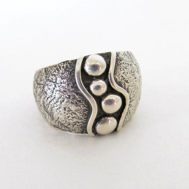 Hammered Textured Sterling Silver Band Ring - Earthy Organic Modernist Silver Jewelry