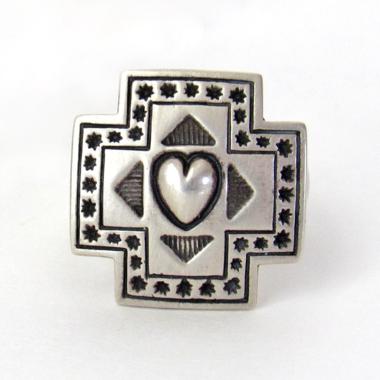 Sterling Silver Heart & Cross Ring - Southwest Style Jewelry - Spiritual Religious Christian Gifts for Her