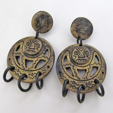 Exotic Ethnic African Mask Earrings - Unique Vintage African Style Jewelry