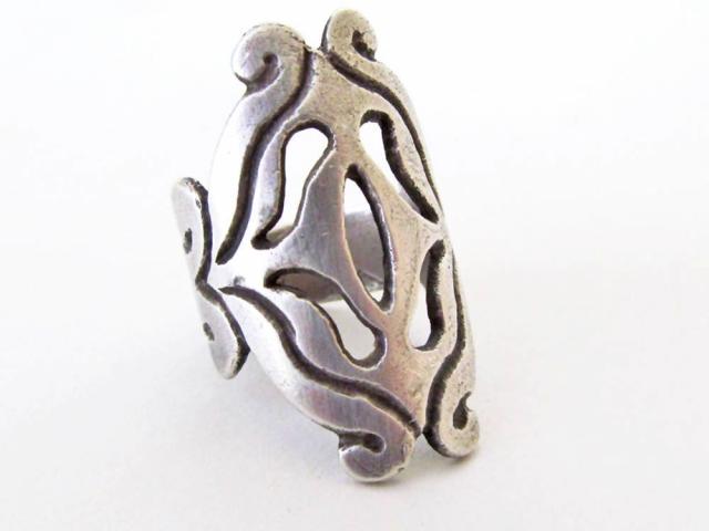 Vintage Sterling Silver Scroll Ring - Organic Rustic Medieval Style Jewelry