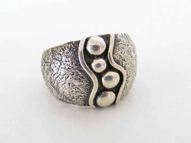 Hammered Textured Sterling Silver Band Ring - Earthy Organic Modernist Silver Jewelry